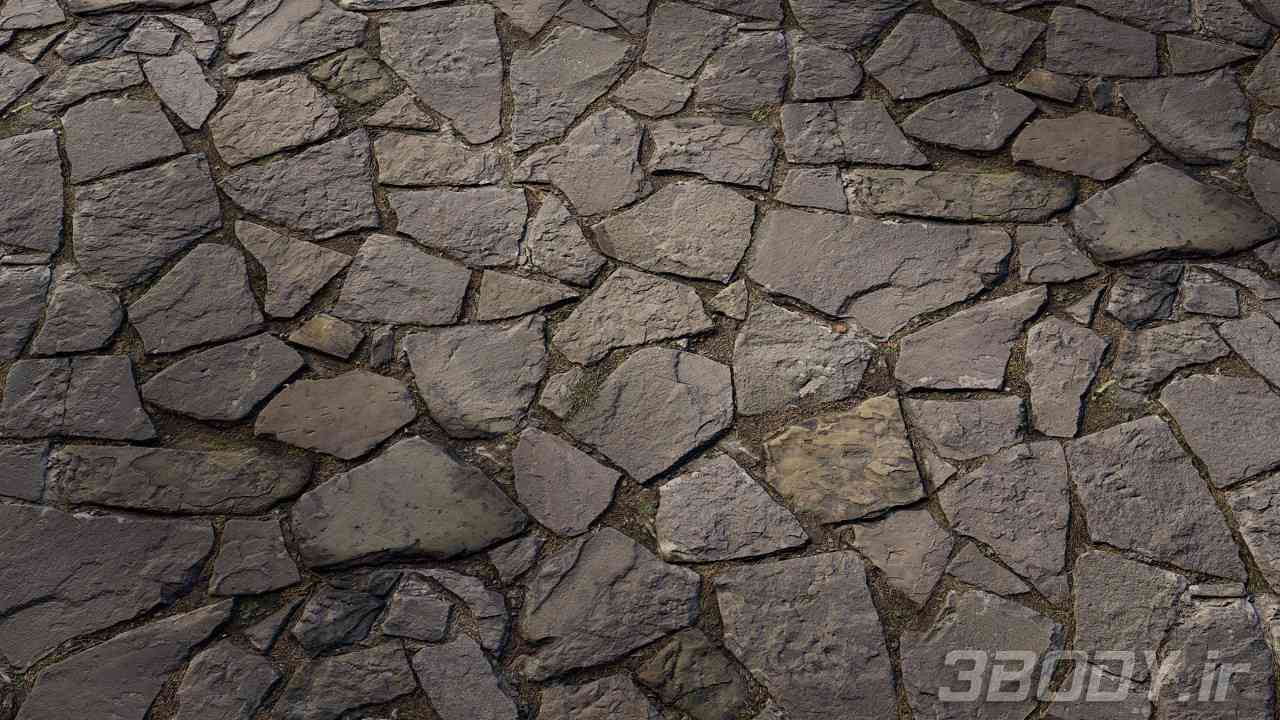 متریال سنگ کف cobblestone stone عکس 1